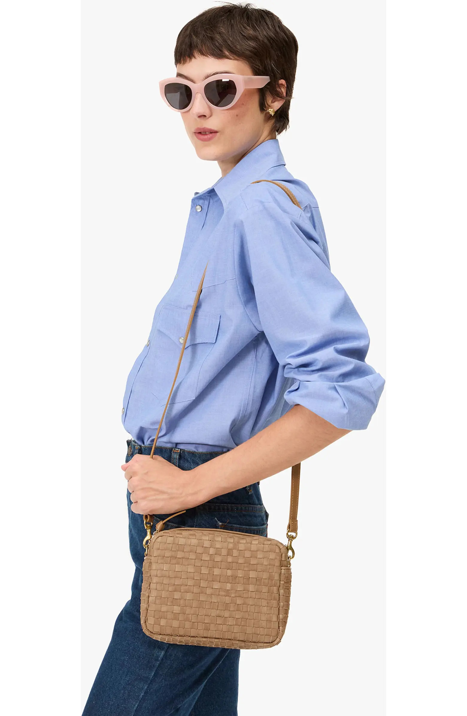 Clare V. Midi Sac Woven Leather & Suede Crossbody Bag | Nordstrom | Nordstrom