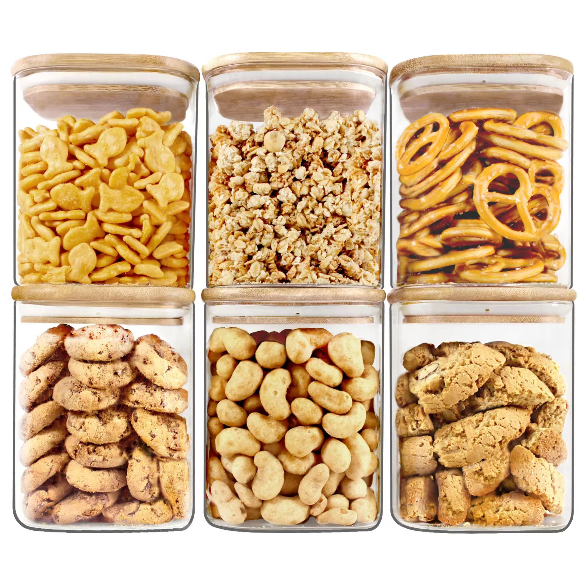 Urban Green Glass Jars with Bamboo Lids, Square Glass Jar with airtight lids, 6 pack of 28oz, Foo... | Amazon (US)