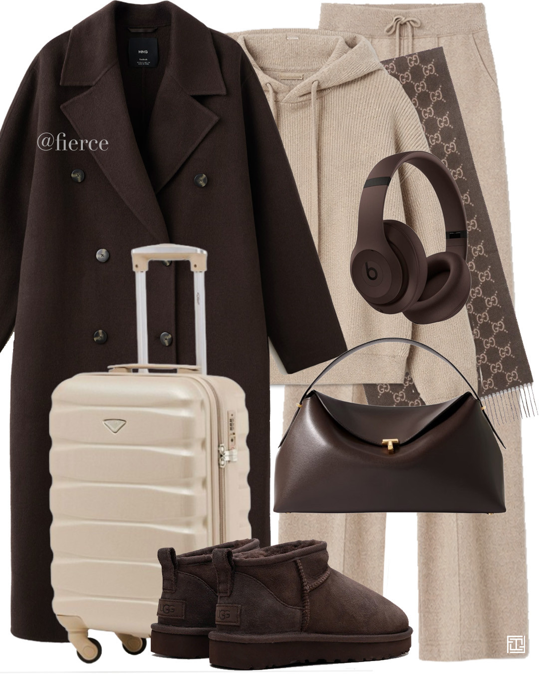 cashmere knitted cream loungewear chocolate brown ugg boots wool coat cream suitcase brown toteme t-lock bag chocolate beats headphones  

 #LTKuk #LTKwinter #LTKeurope