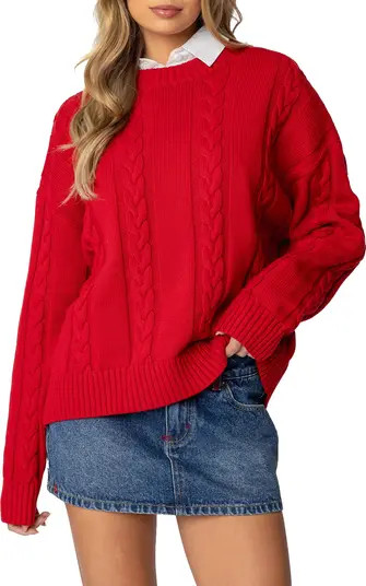 Acacia Oversize Cotton Cable Sweater | Nordstrom