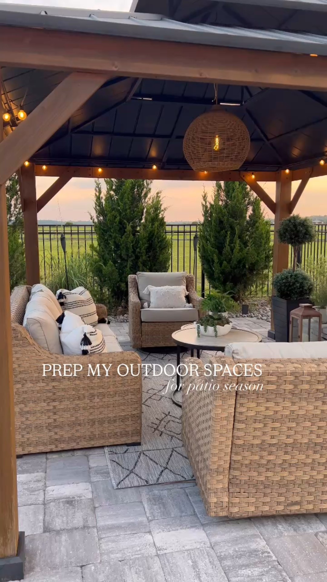 Prep my outdoor spaces for patio season! 

Products I use for cleaning! 

Patio furniture 
Patio inspo
Outdoor decor 