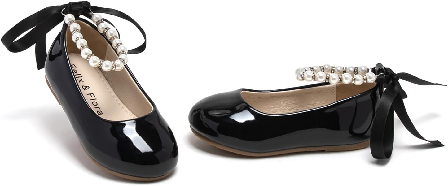 Felix & Flora Girls Toddler Little Ballet Shoes - Flower Girls Mary Jane Flats Dress Shoes Party ... | Amazon (US)