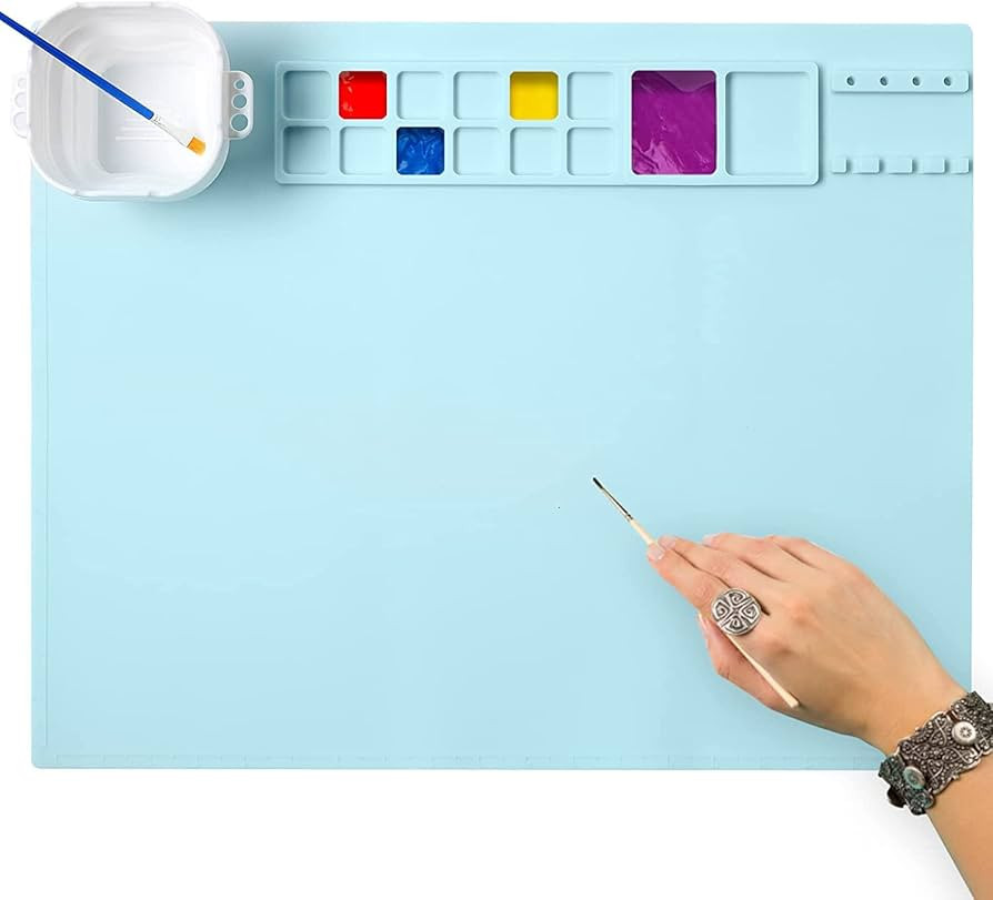 Silicone Craft Mat With Cup, Silicone Painting Mat, Paint Palette for Resin Casting, 20"x16"Non S... | Amazon (CA)