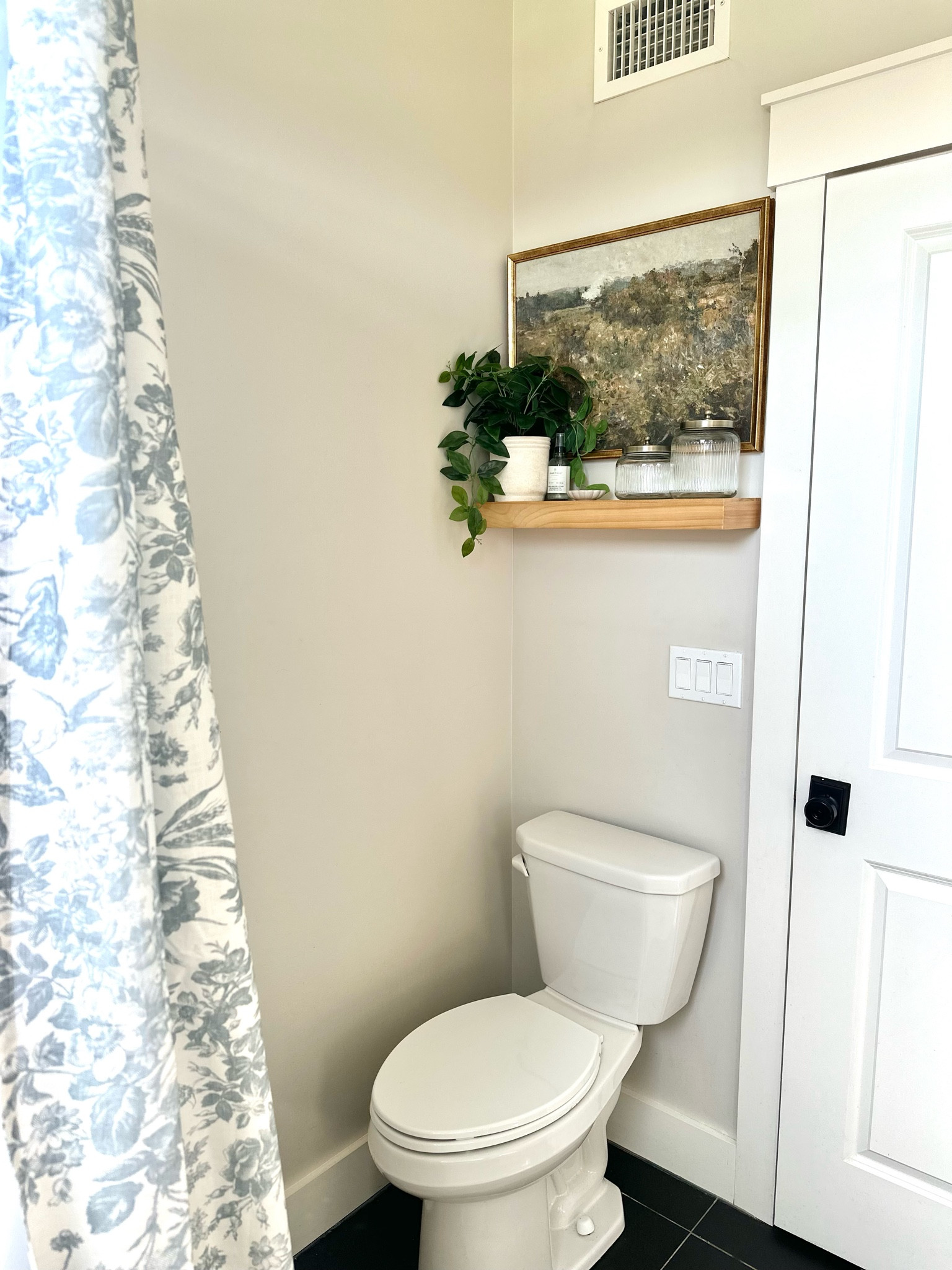 Bathroom refresh. This is our teenage girls bathroom that also functions as our main guest bath. By changing the shower curtain, adding a shelf for decor, and hanging a beautiful picture breathed life into this space. 

#LTKxTarget #LTKhome #LTKstyletip