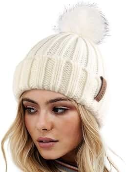 FURTALK Womens Winter Knitted Beanie Hat with Faux Fur Pom Warm Knit Skull Cap Beanie for Women | Amazon (US)