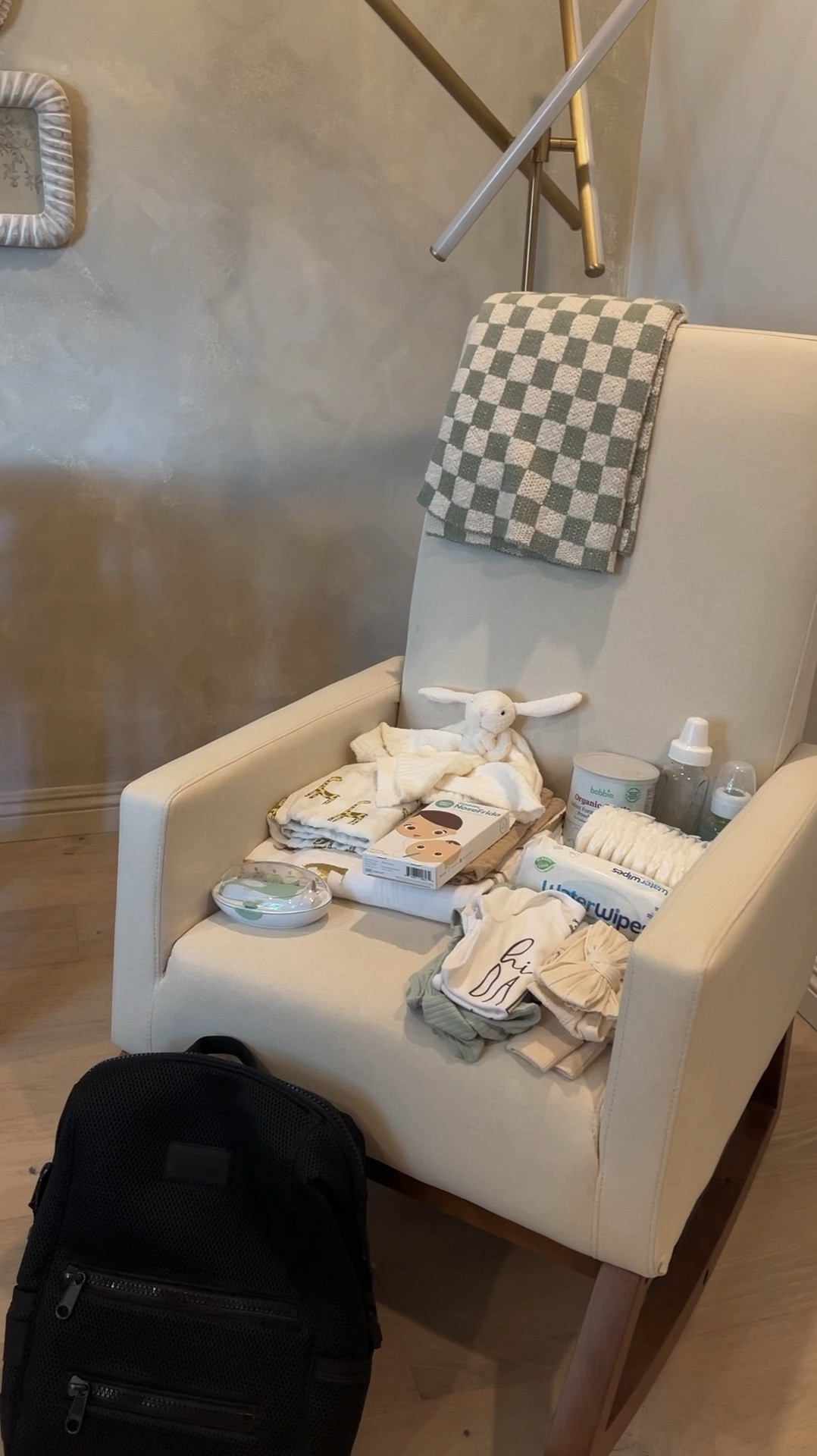 Pack My Baby’s Hospital Bag With Me - 
1. glass baby bottles & Organic baby formula - avoiding harmful chemicals that leach from plastics & going with European standards for formula 
2. clean wipes & diapers - again avoiding unnecessary chemicals 
3. newborn going home outfit with matching bow - has fold-over footies in color almond
4. Long sleeve cotton zip onesie with fold-over sleeves 
5. Short sleeve “hi daddy” cotton onsie 
6. Luxe blanket for photos 
7. Swaddle 
8. Muslin clothes 
9. Electric baby nail clipper  
10. Baby Snot sucker 
11. Bunny stuffed animal for photos 
12. Dagne Dover Diaper Bag - Mesh Black 
13. Checkered Blanket 


#LTKBump #LTKBaby #LTKItBag