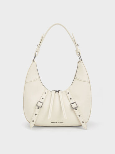 Chalk Grommet Crescent Hobo Bag | CHARLES & KEITH | Charles & Keith US