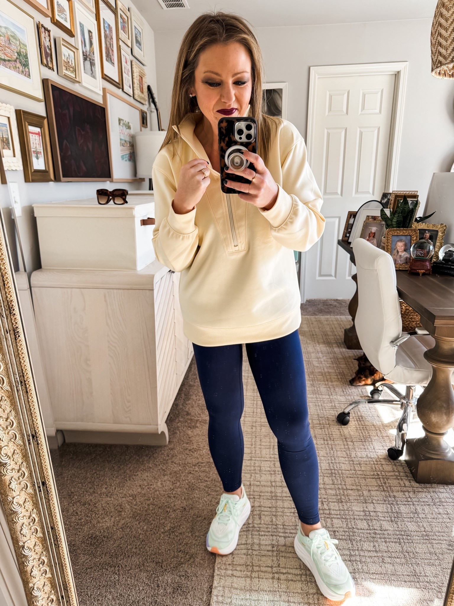 This butter yellow athleisure zip pullover is everything and the fit is 10/10. Ordered the gray also since it’s on sale for 30% off today. Wearing a S in the pullover and a M in the leggings (I’m 5’3”). 

#LTKActive #LTKOver40 #LTKootd