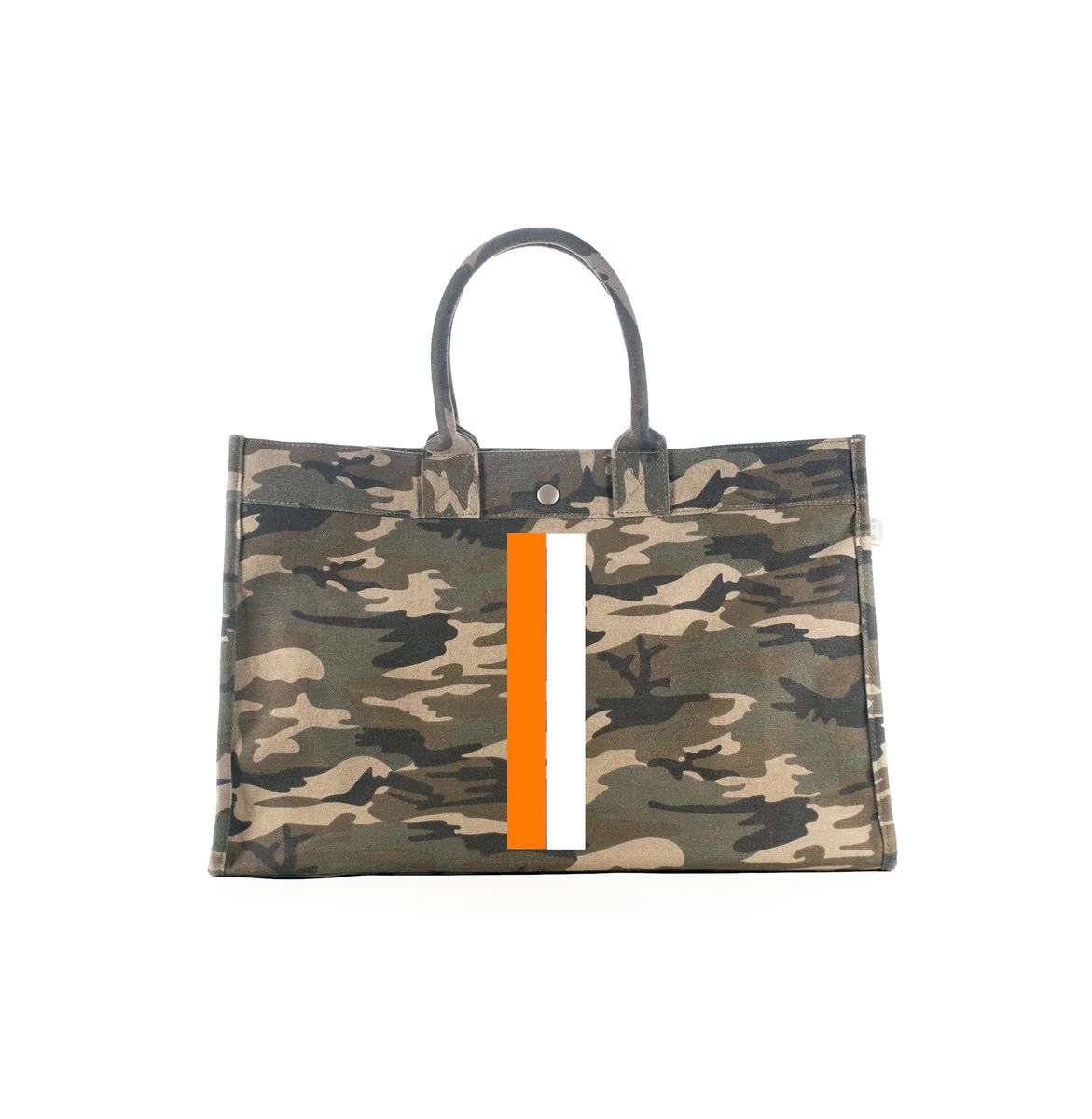 East West Bag: Green Camo with White/Orange Stripe | Quilted Koala