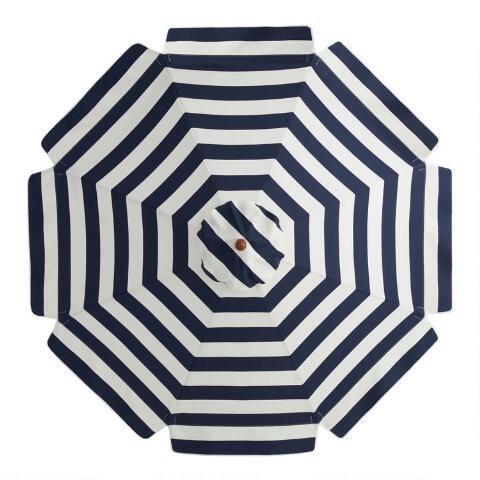 Navy and White Scalloped 9 Ft Replacement Umbrella Canopy | World Market