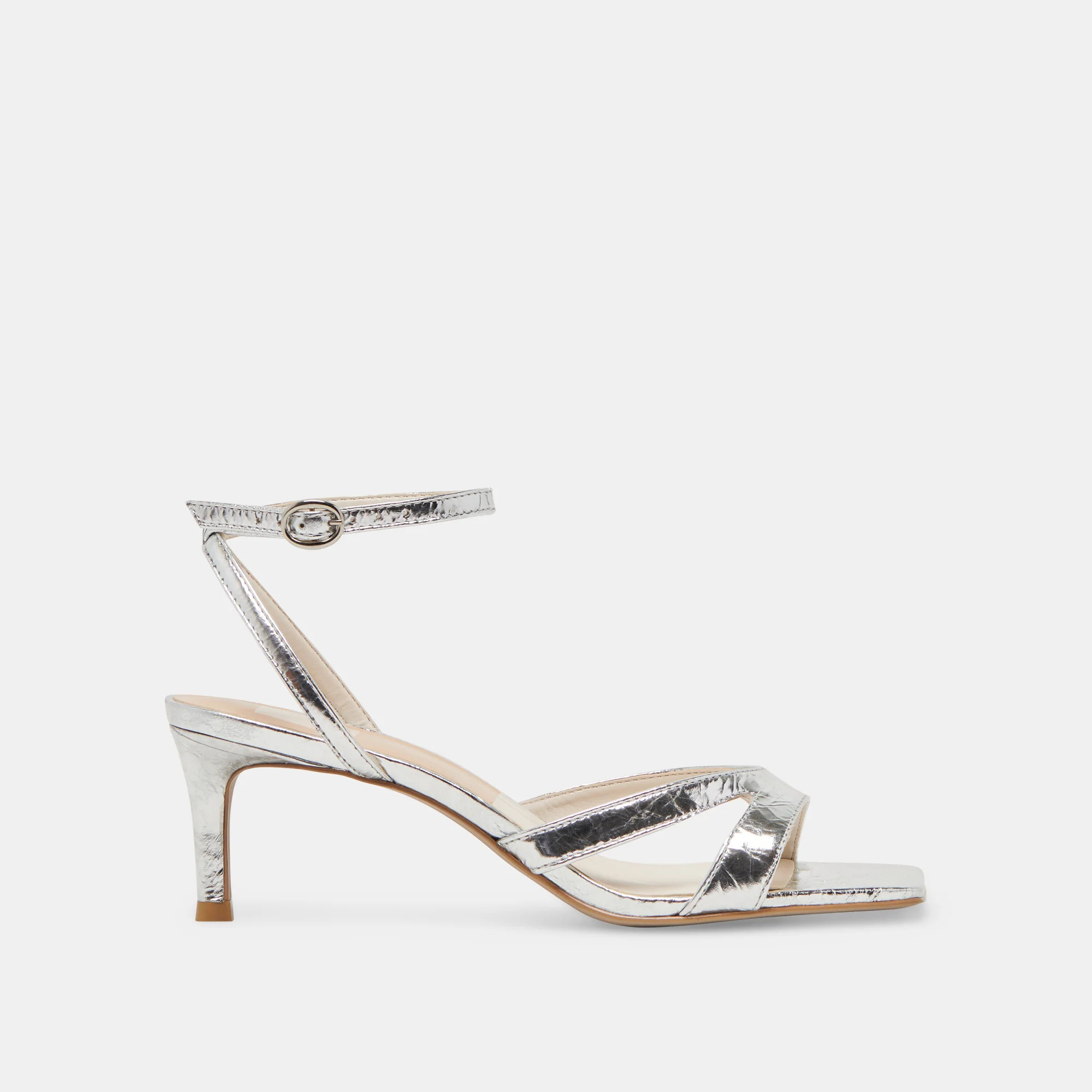 BECKI HEELS SILVER DISTRESSED LEATHER | DolceVita.com