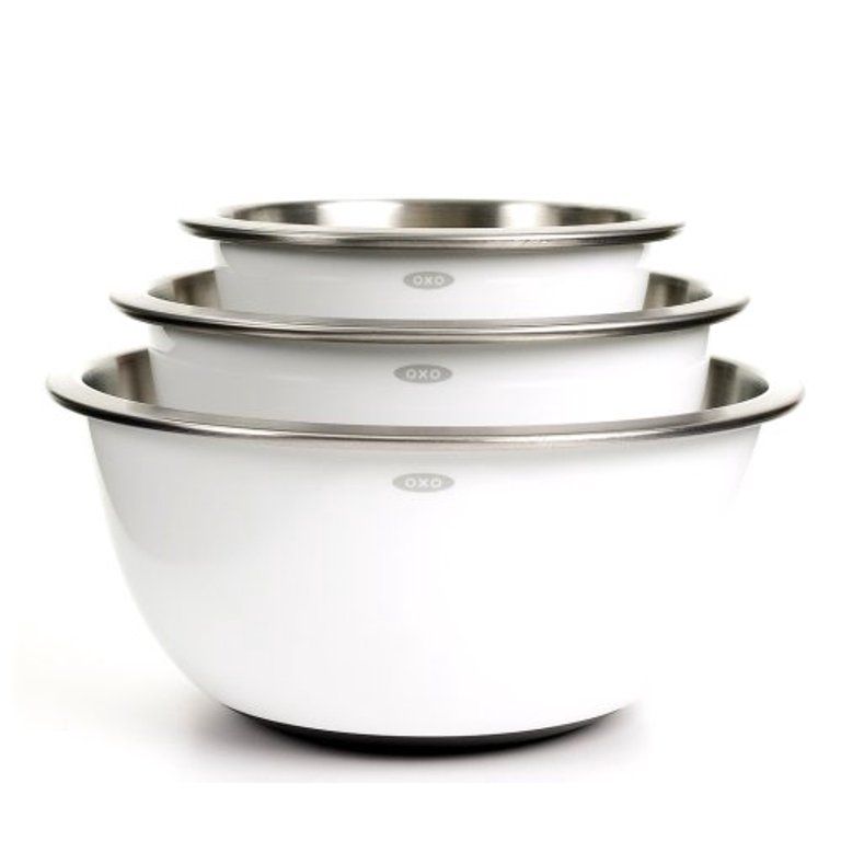 OXO Good Grips 3-Piece Stainless-Steel Mixing Bowl Set, White | Walmart (US)