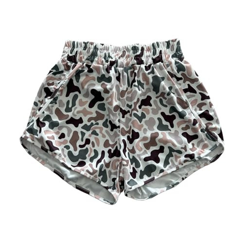RICHTRUE Camo Boxer Shorts Women Cute Graphic Y2k Shorts Colorful Summer Bottoms 2025 Trendy (Grey Brown,S,Small) | Amazon (US)
