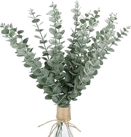 FUNARTY 15pcs Artificial Eucalyptus Leaves Stems 17" Tall Greenery Decor Faux Eucalyptuses Real T... | Amazon (US)