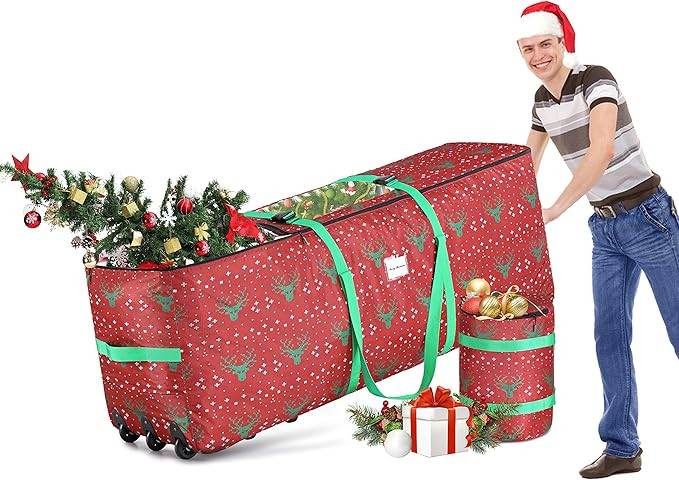 Rolling Christmas Tree Storage Bag,Large Rolling Fits Up to 9 Ft Christmas Tree Bag,21" H X 15" W... | Amazon (US)