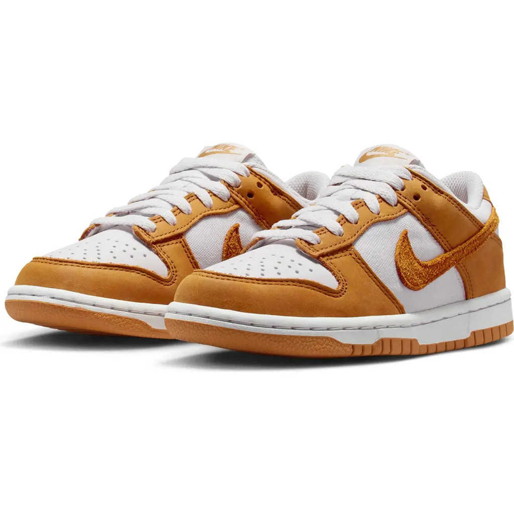 Nike Kids' Dunk Low Basketball Sneaker in Grey/Desert Ochre/White at Nordstrom, Size 6 M | Nordstrom