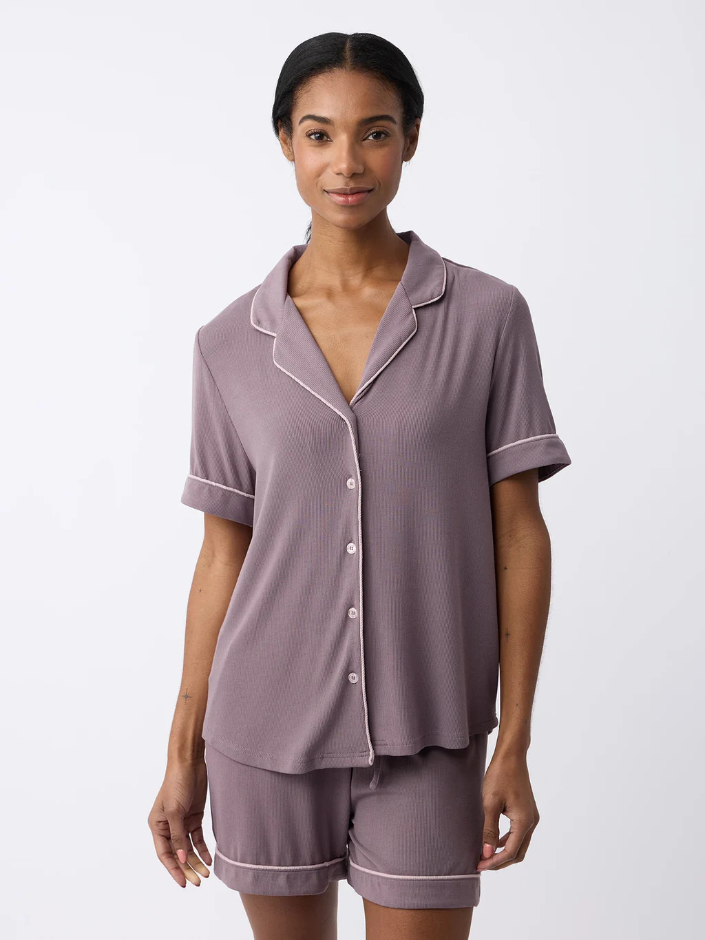 Women's Bamboo Rib-Knit Classic Short Sleeve Pajama Top | Cozy Earth