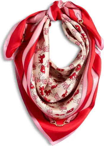 Horse & Carriage Print Silk Square Scarf | Nordstrom