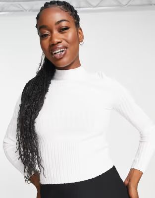 Bershka roll neck sweater in white | ASOS (Global)