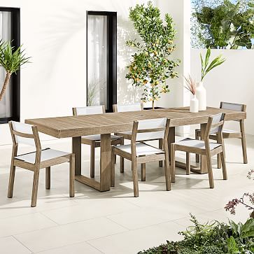 Portside Outdoor Expandable Dining Table &amp; Textilene Chairs Set | West Elm (US)