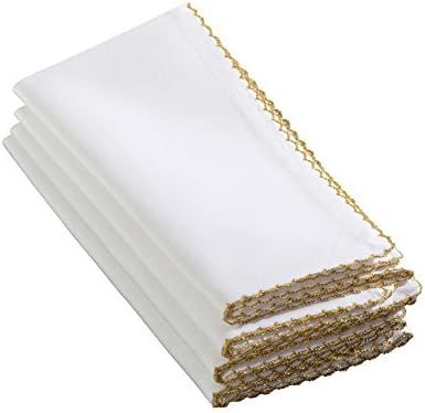 SARO LIFESTYLE 1442 Recotting Collection Whip Stitched Design Dinner Napkins, Gold-Set of 4 Pcs, ... | Amazon (US)