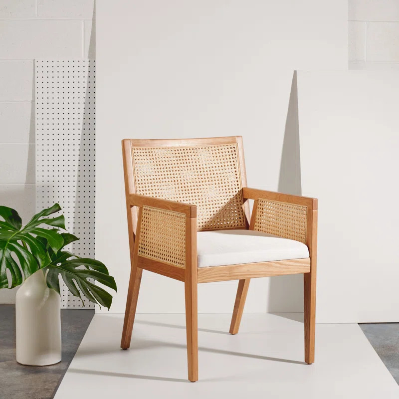 Malik Linen Arm Chair in Beige | Wayfair North America