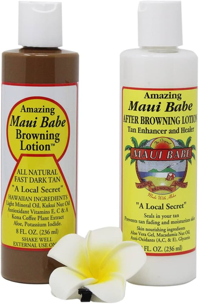 Maui Babe Tanning Lotion Set! Includes Browning Lotion 8 Oz, After Browning Lotion 8 Oz And Plume... | Amazon (US)