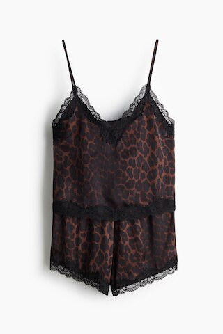 H & M - Lace-Trimmed Satin Pajamas - Beige | H&M (US + CA)