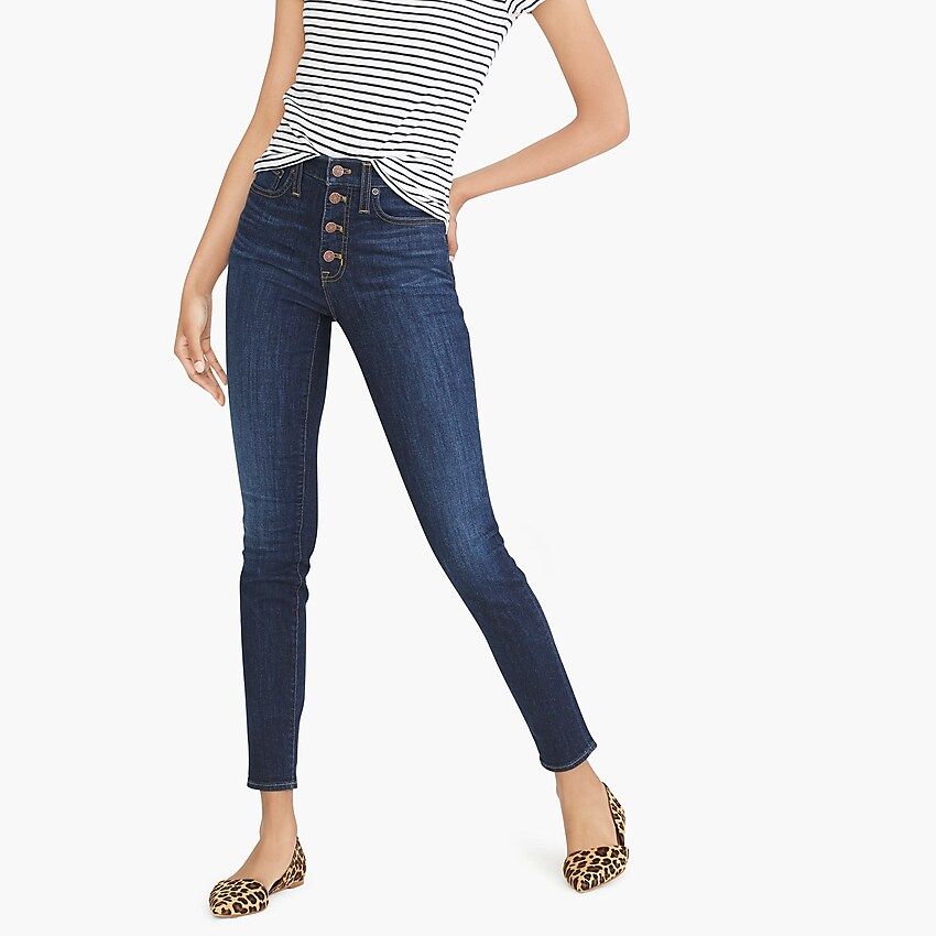 9" high-rise skinny jean with button fly in dark wash | J.Crew Factory