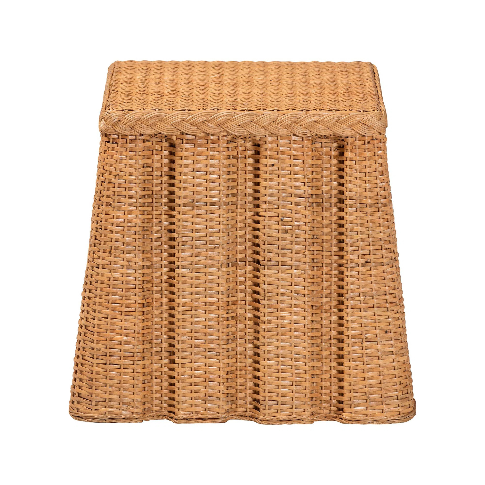 Bali & Pari Andrea Natural Rattan End Table - Handwoven Wicker Accent Table With Pleated Skirt, B... | Wayfair North America