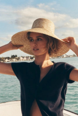 Wide-Brim Straw Grosgrain Hat | Anthropologie (US)