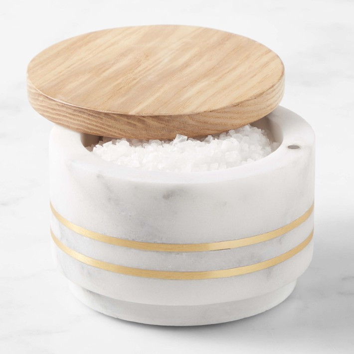 Arabescato Marble with Brass Inlay Salt Cellar | Williams-Sonoma