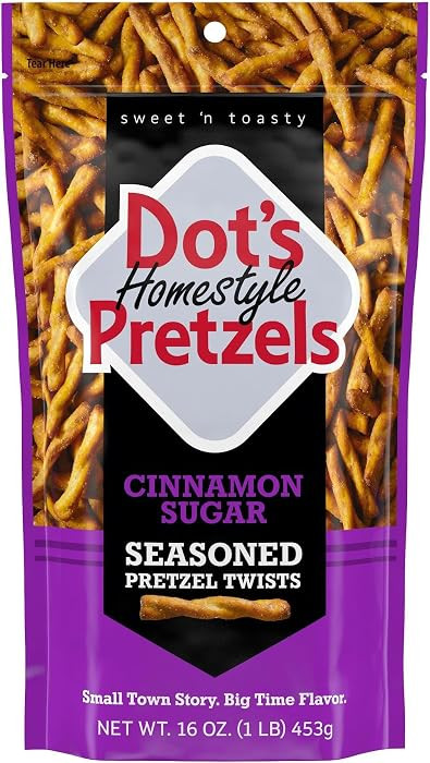 Dot's Pretzels Cinnamon Sugar Seasoned Pretzel Twists Snack Bag, 16 oz | Amazon (US)