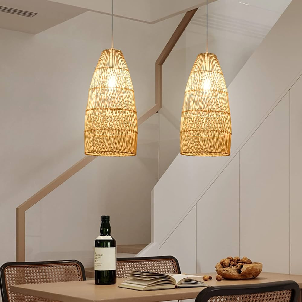 Arturesthome Boho Wicker Chandelier Lamp, Rustic Rattan Basket Pendant Light Fixture Coastal Craf... | Amazon (US)