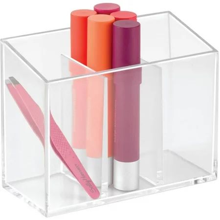 Mainstays 3 Compartment Clear Plastic Makeup Brush Storage Organizer | Walmart (US)