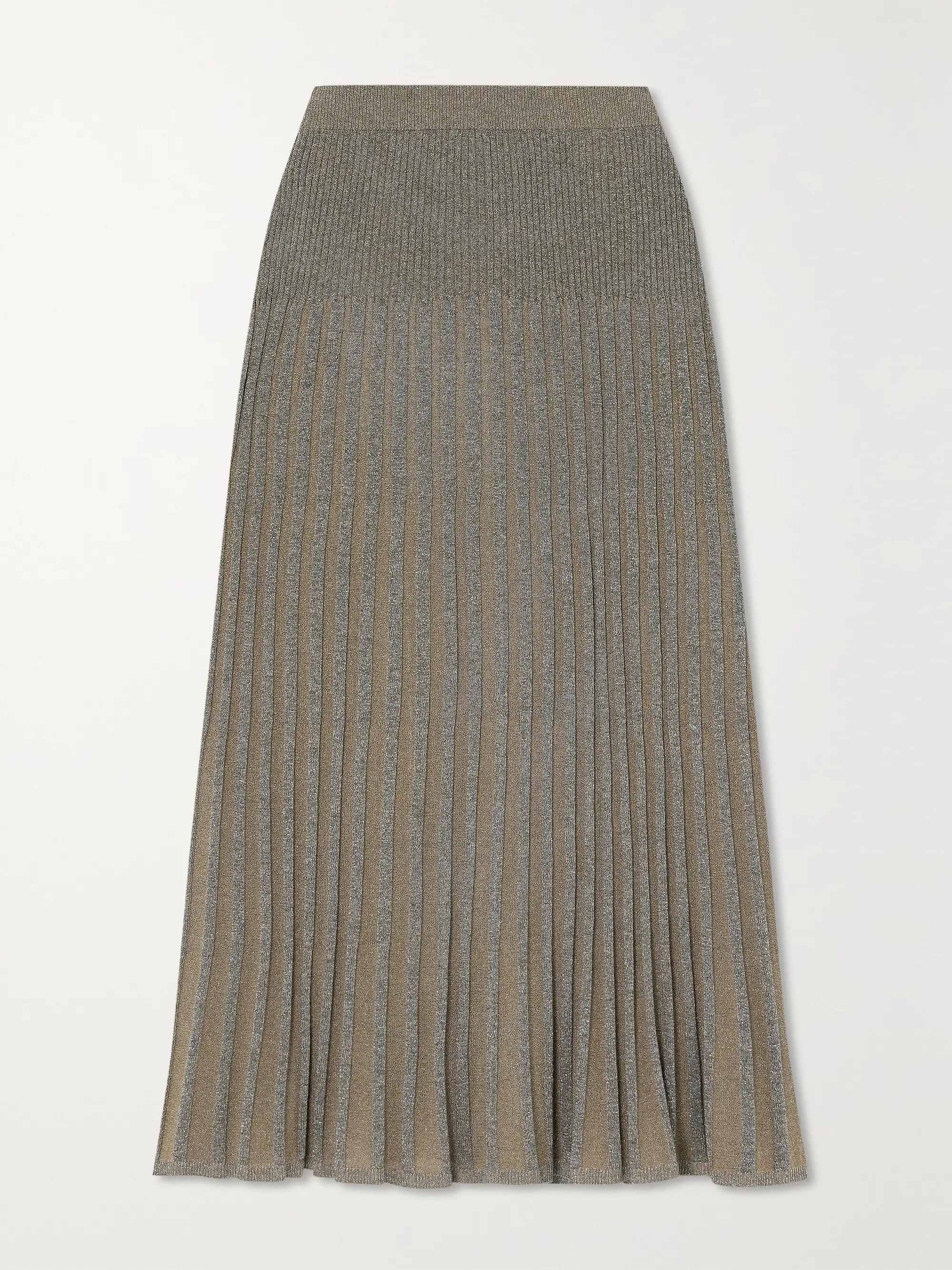 Metallic ribbed-knit midi skirt | NET-A-PORTER (US)