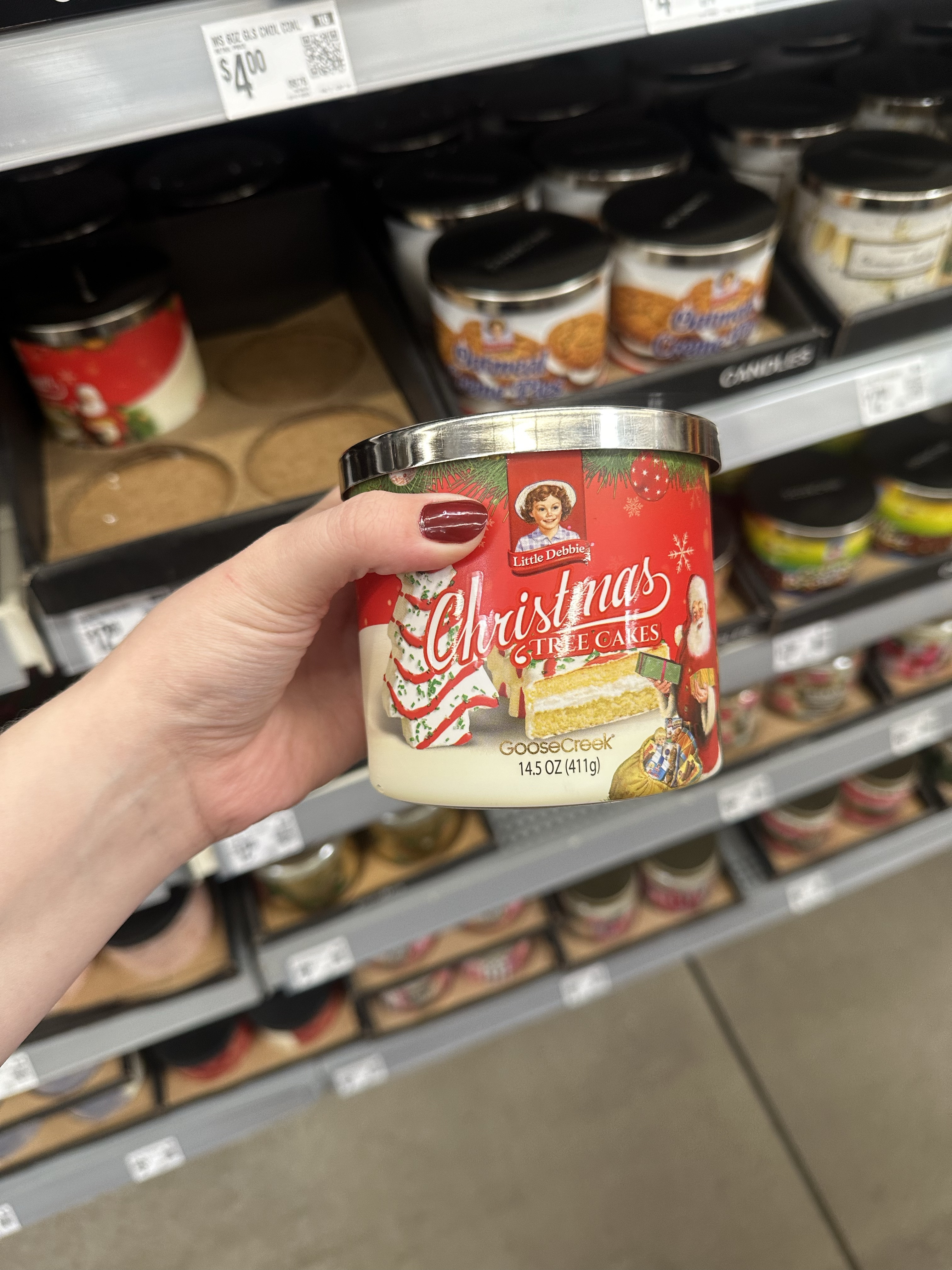 I can’t believe these are a thing! Goose creek candle little Debbie Christmas Tree Cakes at Walmart 3 wick candle 🎄🎂 

#LTKHoliday #LTKSeasonal #LTKGiftGuide