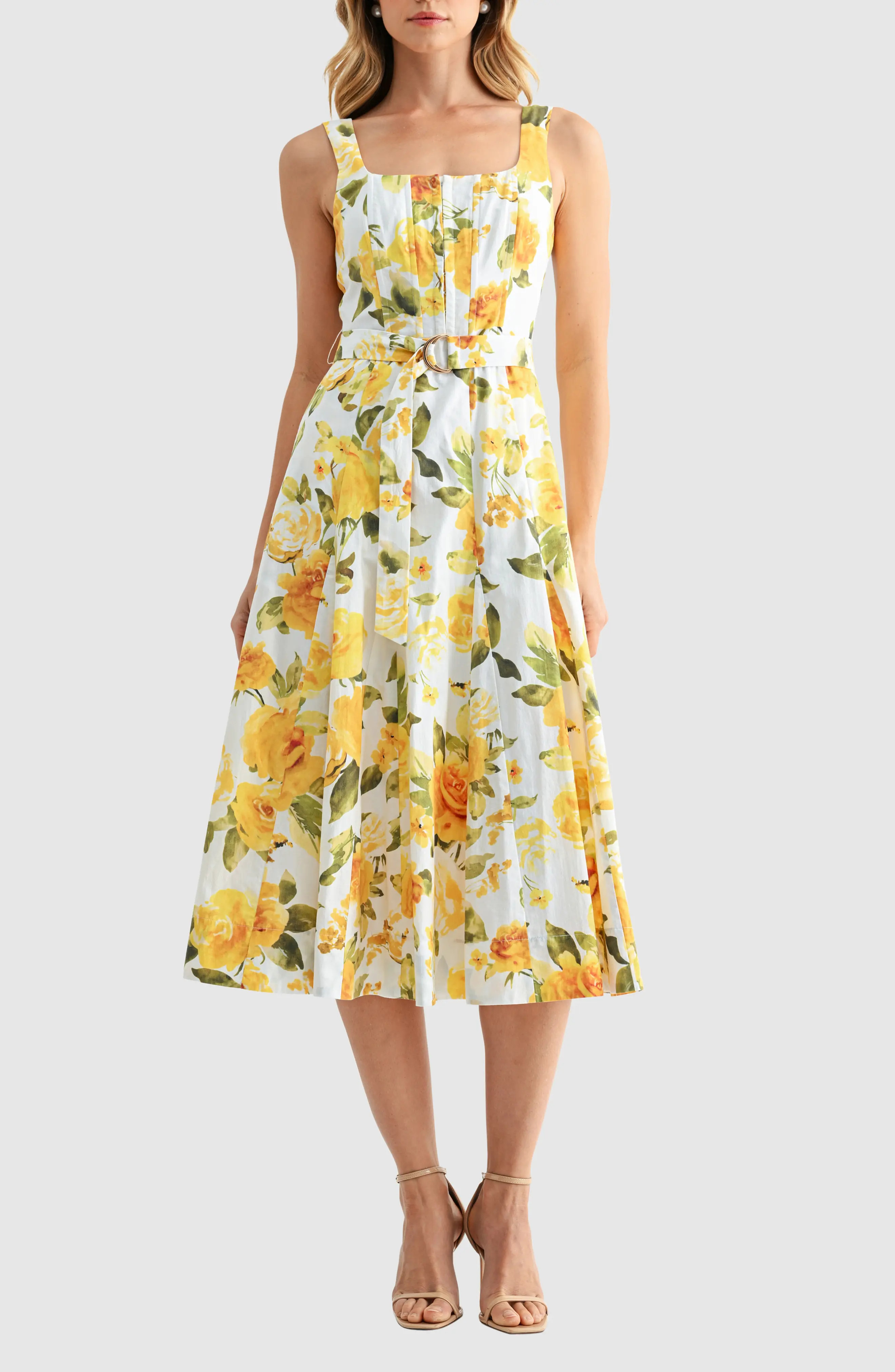 Belted Sleeveless Fit & Flare Midi Dress (Women) | Nordstrom | Nordstrom