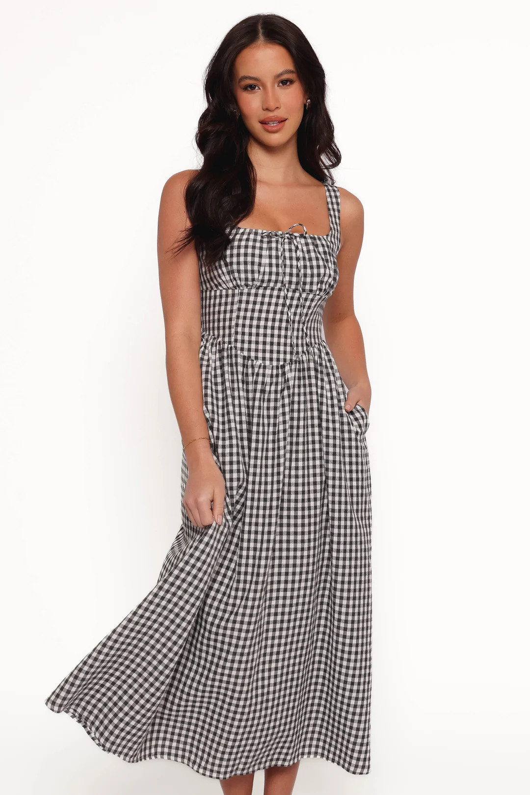 Kinslee Midi Dress - Black Gingham | Petal & Pup (US)