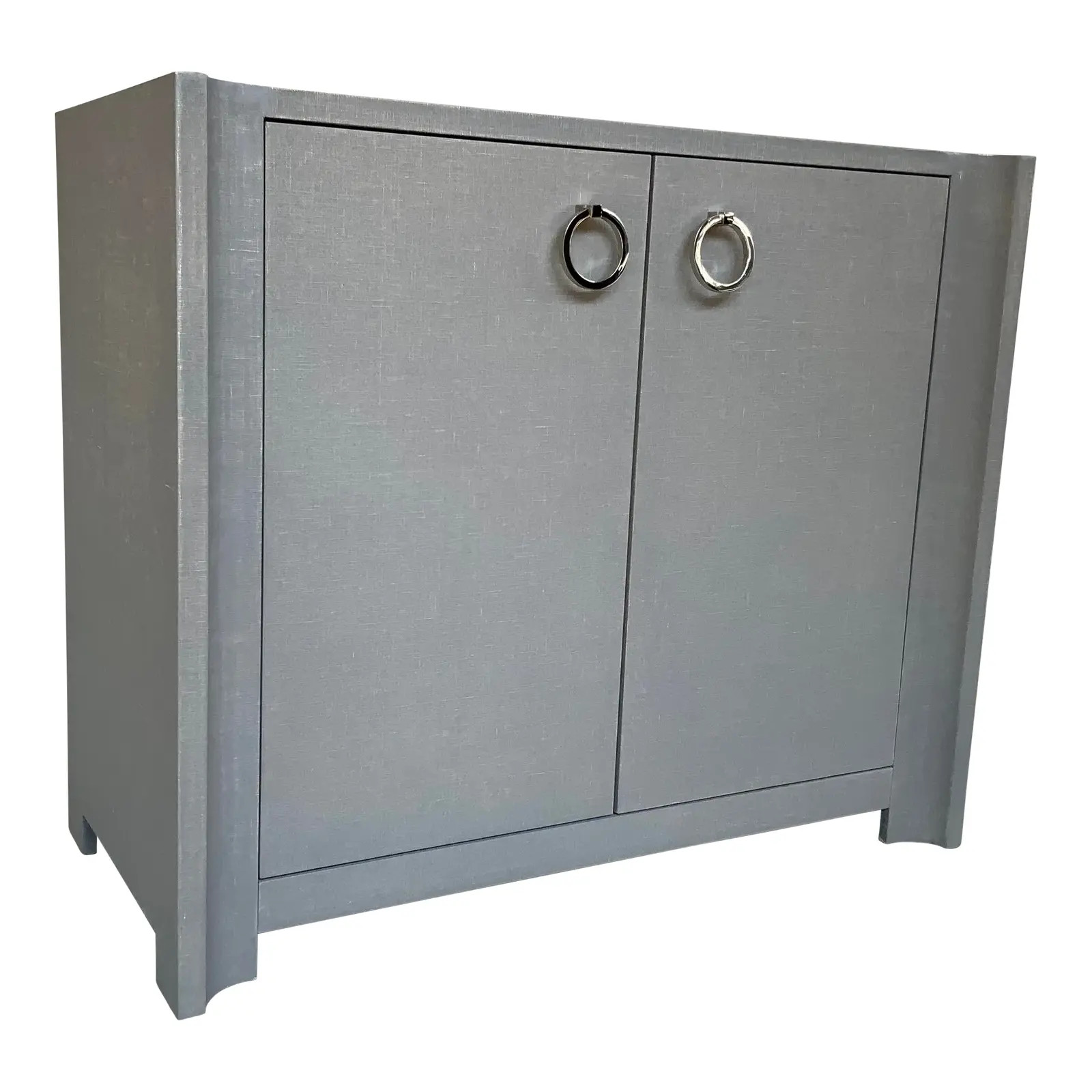 Villa & House Gray Sanded Linen Audrey Bar Cabinet | Chairish