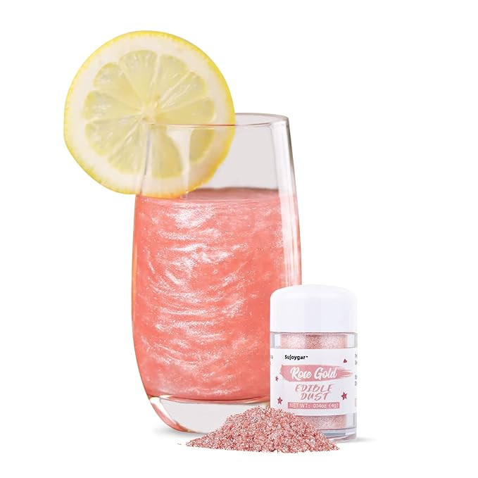 Rose Gold Edible Glitter for Drinks, Food Grade, 4 Grams, Shimmer Luster Dust, Sujoygar, Dusting ... | Amazon (US)