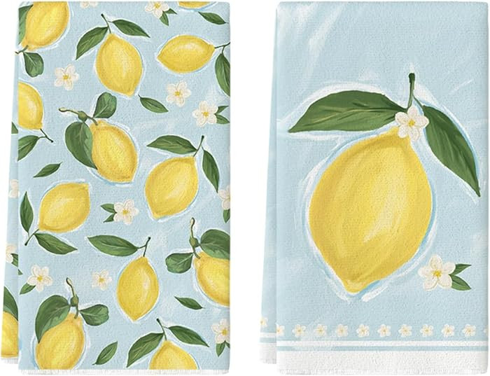 Artoid Mode Lemon Flower Summer Kitchen Towels Dish Towels, 18x26 Inch Seasonal Summer Decoration... | Amazon (US)