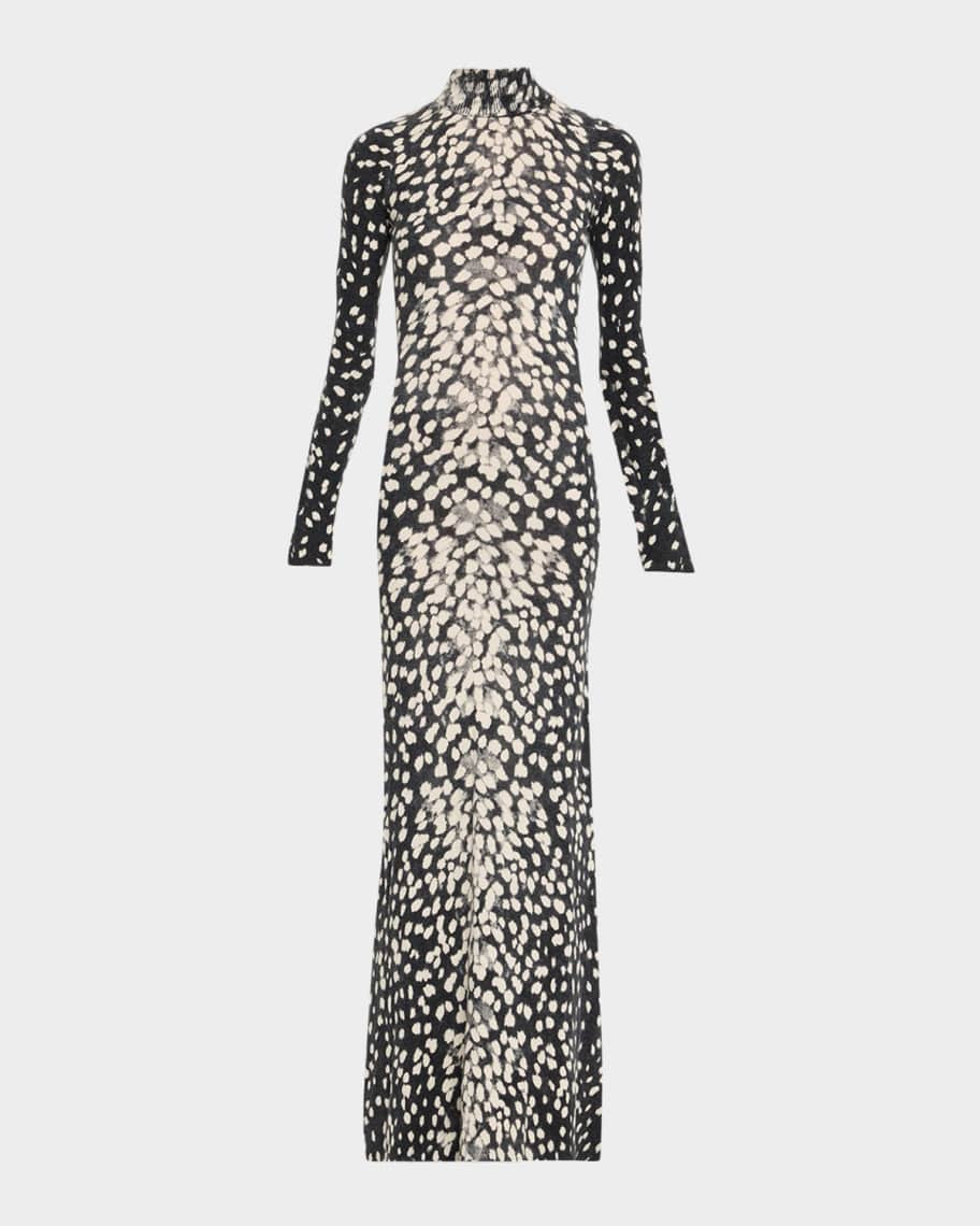 The Camille Animal-Print Cashmere Maxi Dress | Neiman Marcus