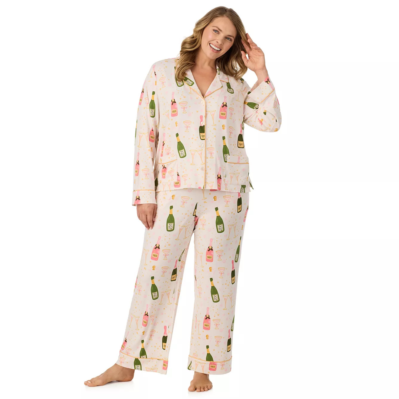 Plus Size Beauty Sleep Social Long Sleeve Pajama Top & Pajama Bottoms Set | Kohl's