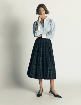 Boden Women's Verity Taffeta Midi Skirt in Blue | Size 20 | Boden UK