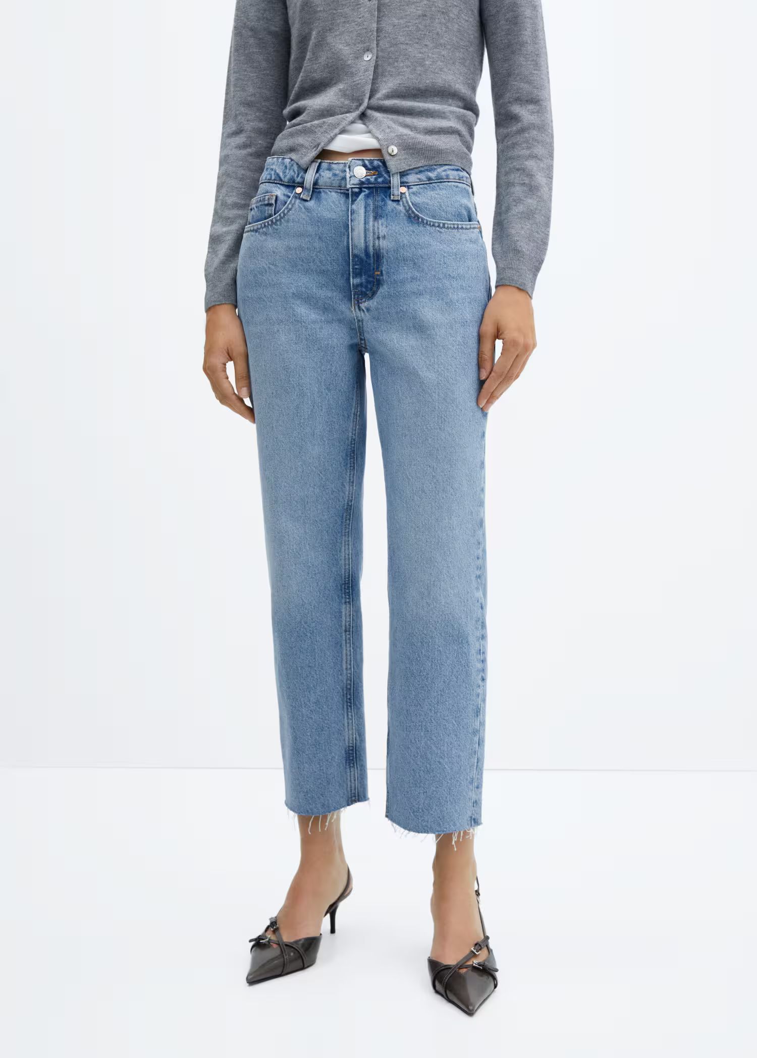 High waist straight jeans | MANGO (UK)