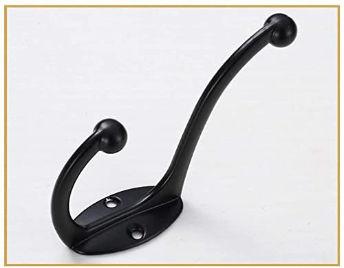 AMBIRD Wall Hooks, 2Pcs Coat Hooks Hardware Heavy Duty Hooks for Hanging Coats Double No Rust Black Hooks Wall Mounted with Screws for Key, Towel, Bags, Cup, Hat | Amazon (US)