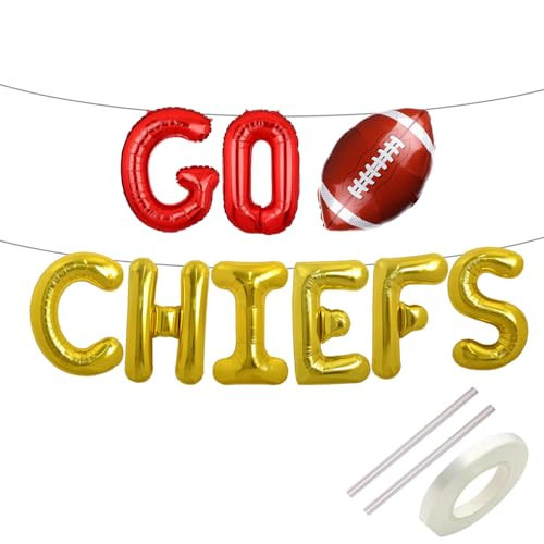Go Chiefs Foil Balloons Banner Football 2025 Party Decorations, Football Theme Chiefs Banner Touch Down Balloons Sport Game Day Party Decorations | Amazon (US)
