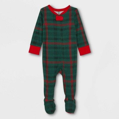 Baby Tartan Plaid Union Suit Dark Green/Red - Hearth & Hand™ with Magnolia | Target