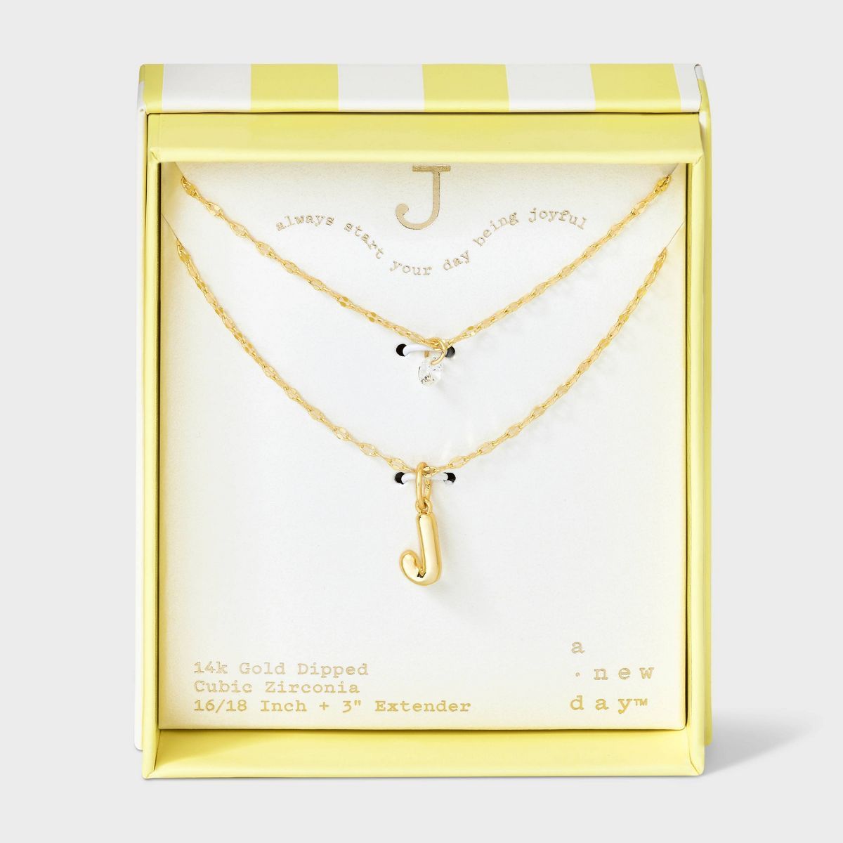 14K Gold Dipped Initial Cubic Zirconia Layered Chain Necklace - A New Day™ Gold | Target